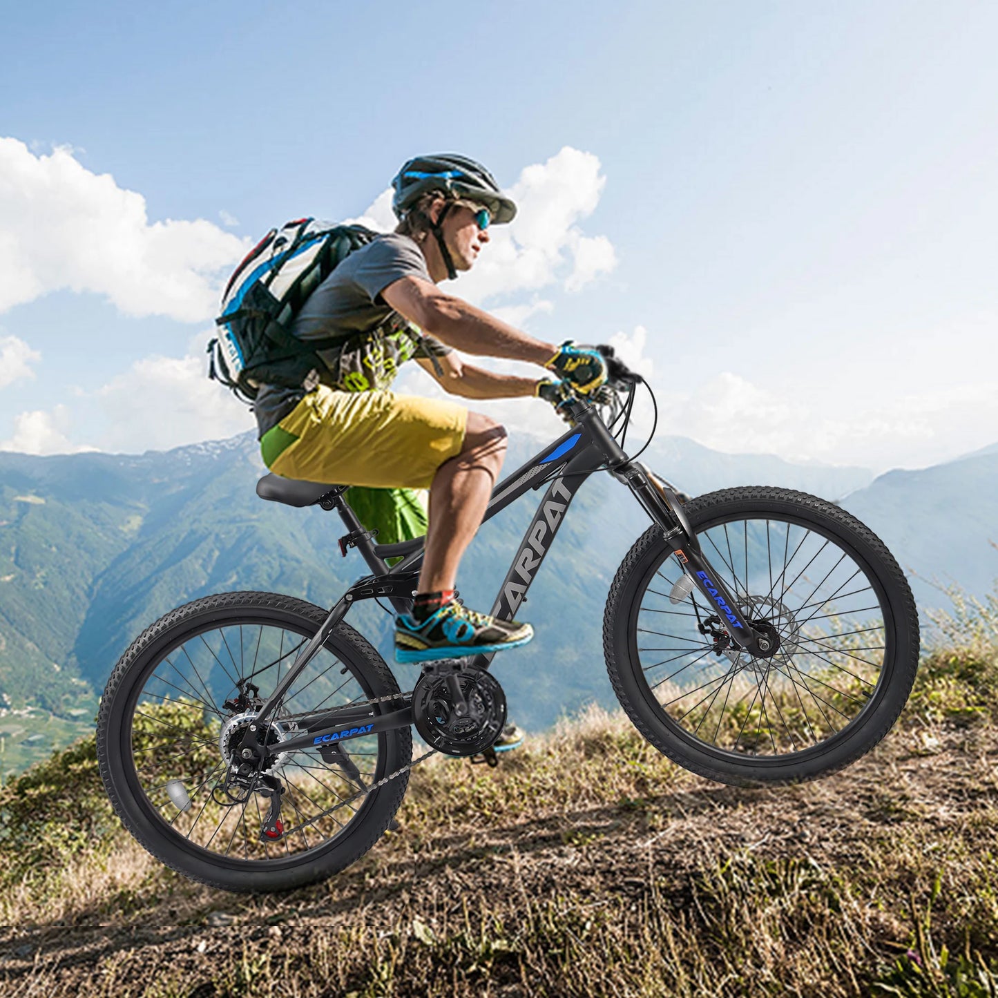 Ecarpat Full Suspension Mountain Bike 21-Speed Disc Brakes Unisex