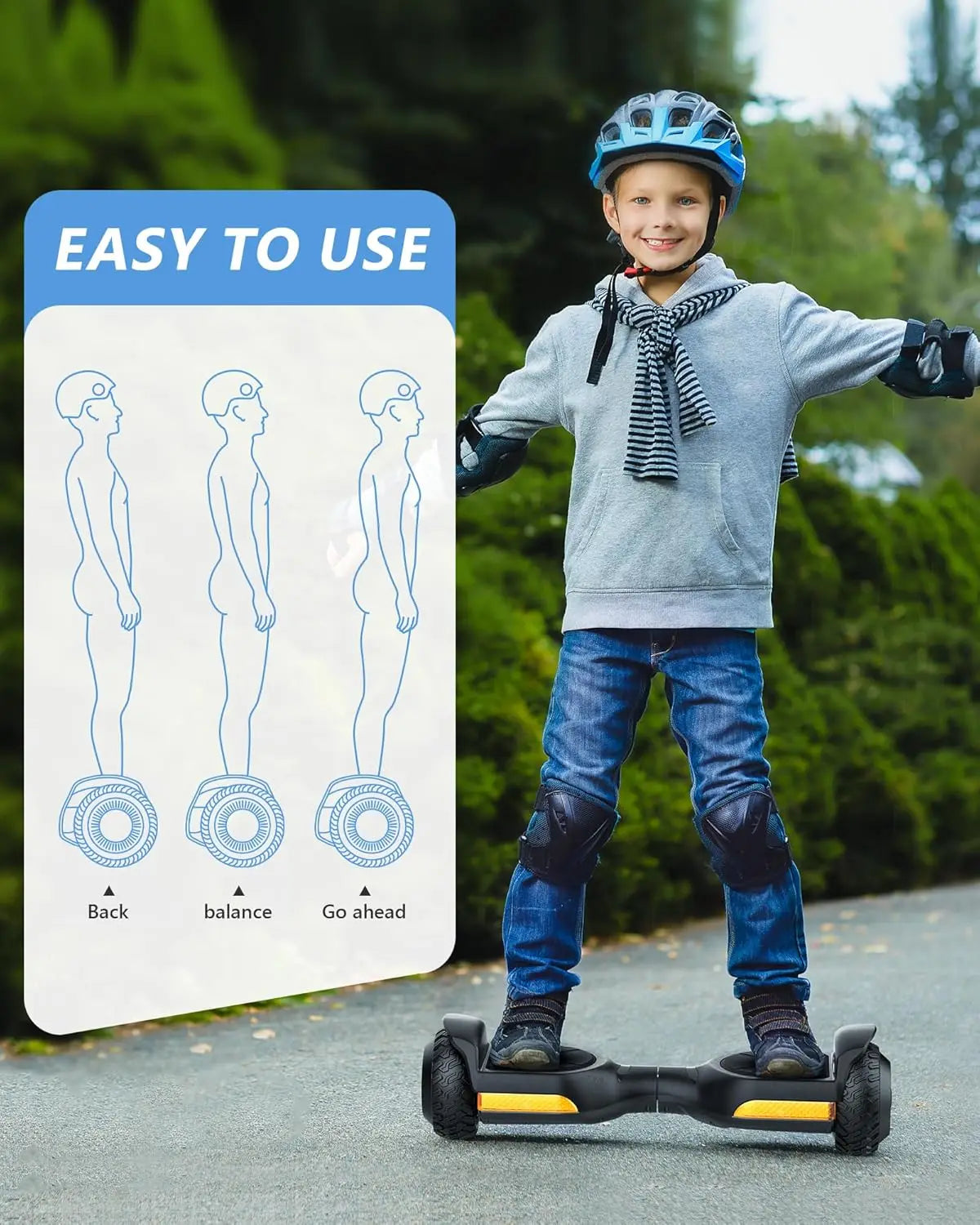 All Terrain Self Balancing Electric Scooter With Led Lights Bluetooth