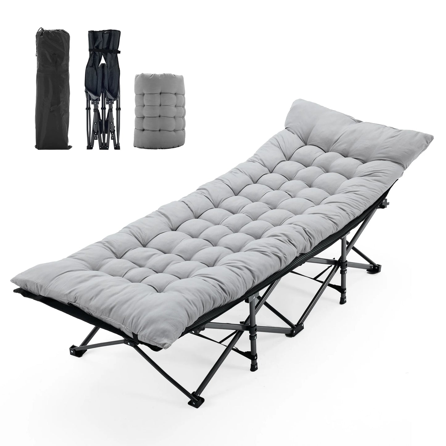 JHK Folding Camping Cot Bed Portable Lounge Chair Outdoor