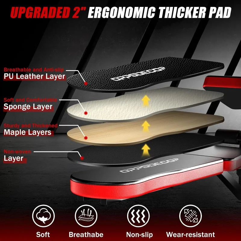 OPPSDECOR 6 In 1 Weight Bench With Leg Extension Foldable