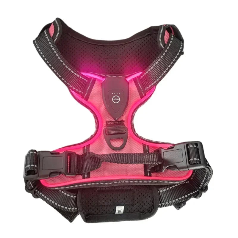 Rechargeable LED Luminous Dog Harness No Pull Adjustable Vest