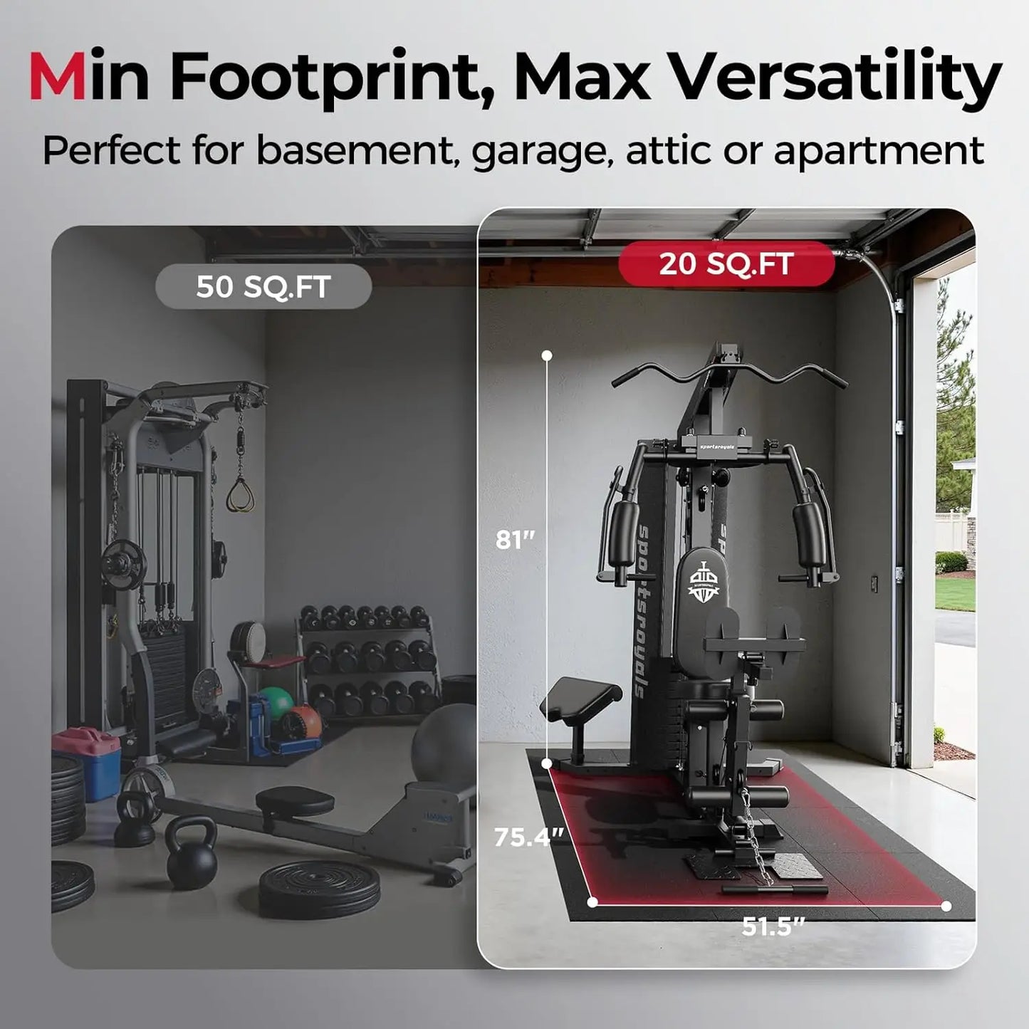 FED Fitness Home Gym Equipment 150LBS Weight Stack Pulley System