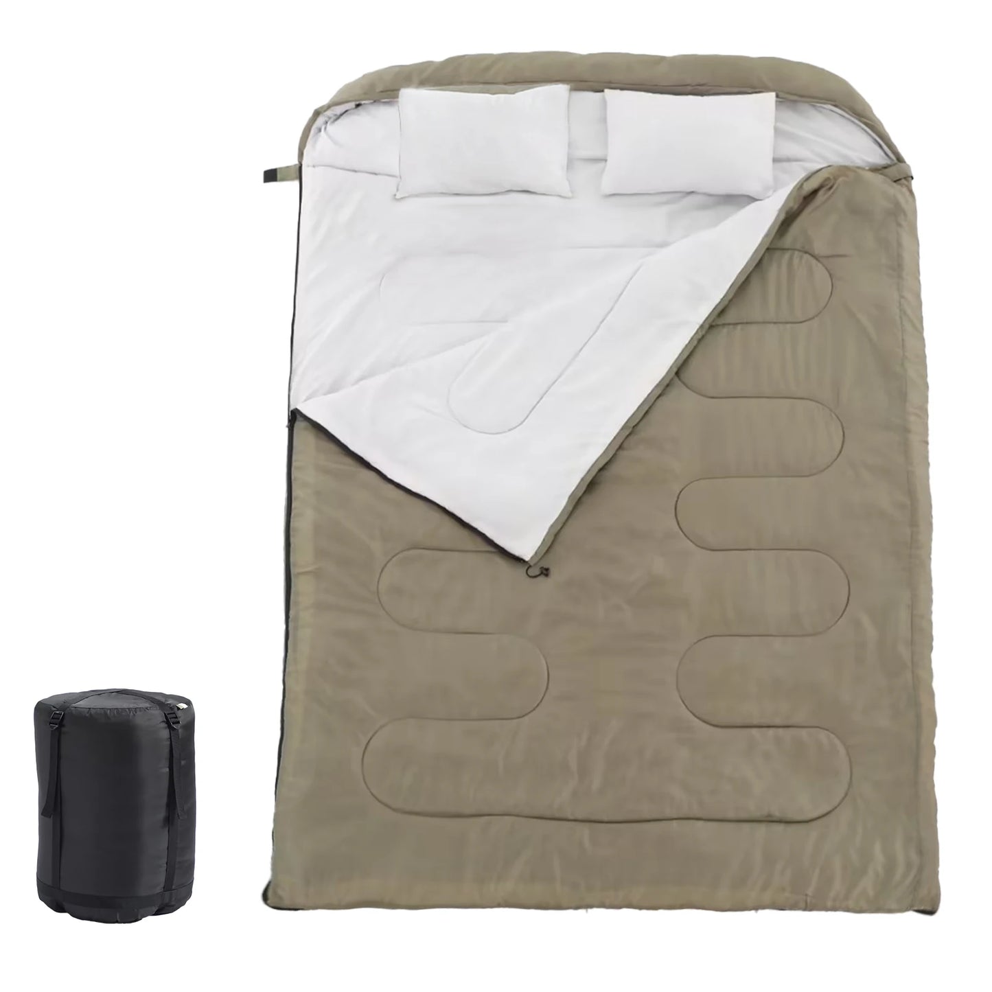 JHK Double Sleeping Bag With Pillow For Adults Three Season Lightweight