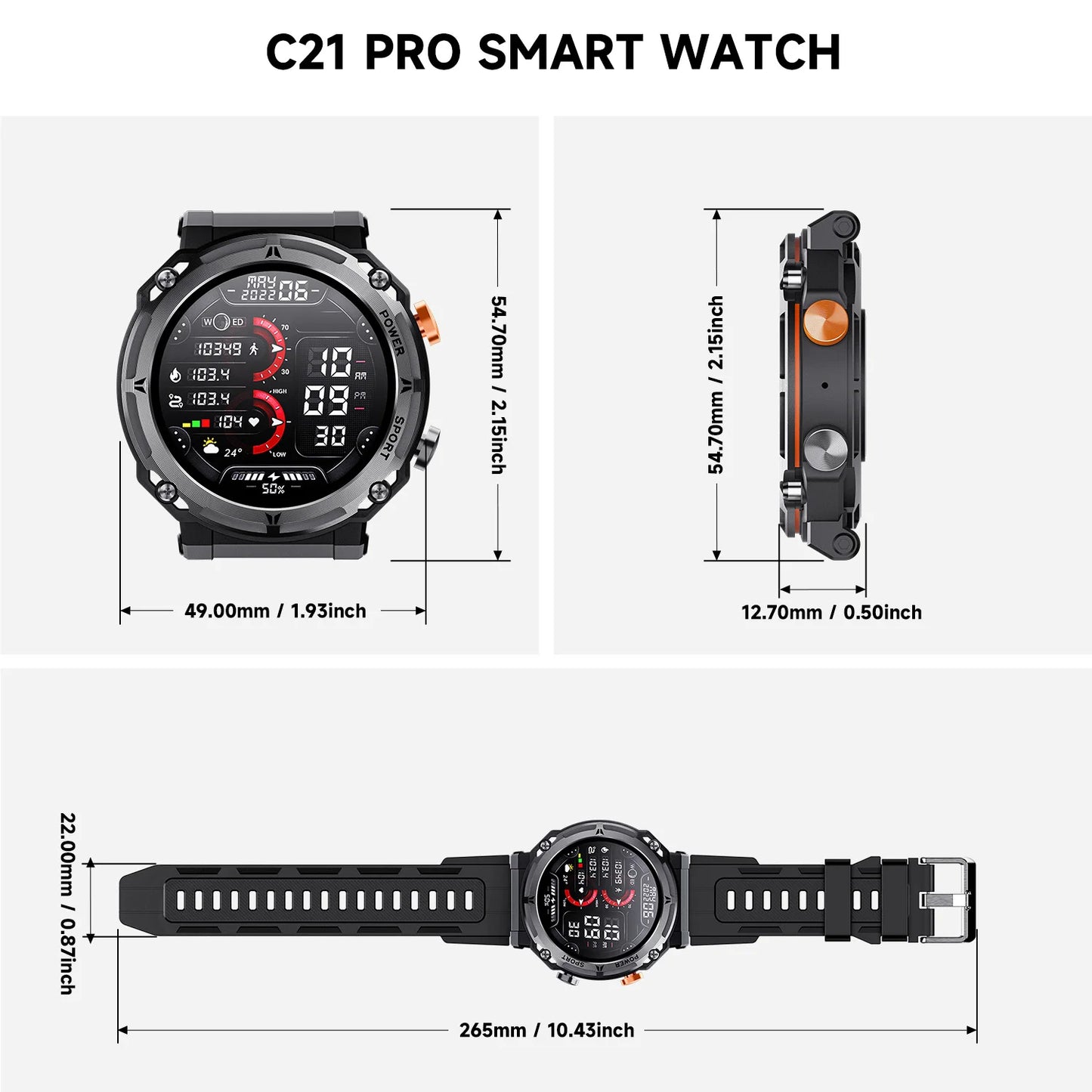 ARPSTAR Smart Watch Fitness Tracker Sleep Monitor Waterproof