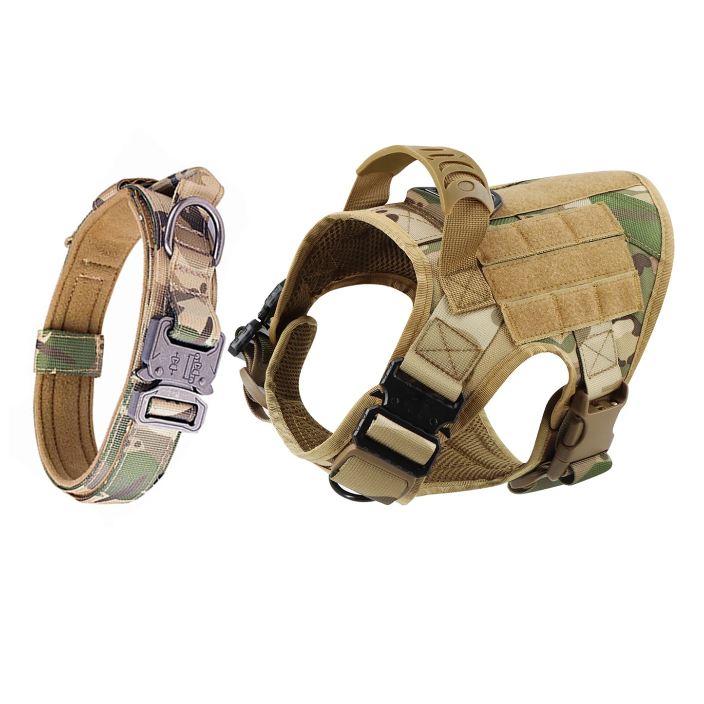 Adjustable Tactical Dog Harness And Nylon Collar Set For Training