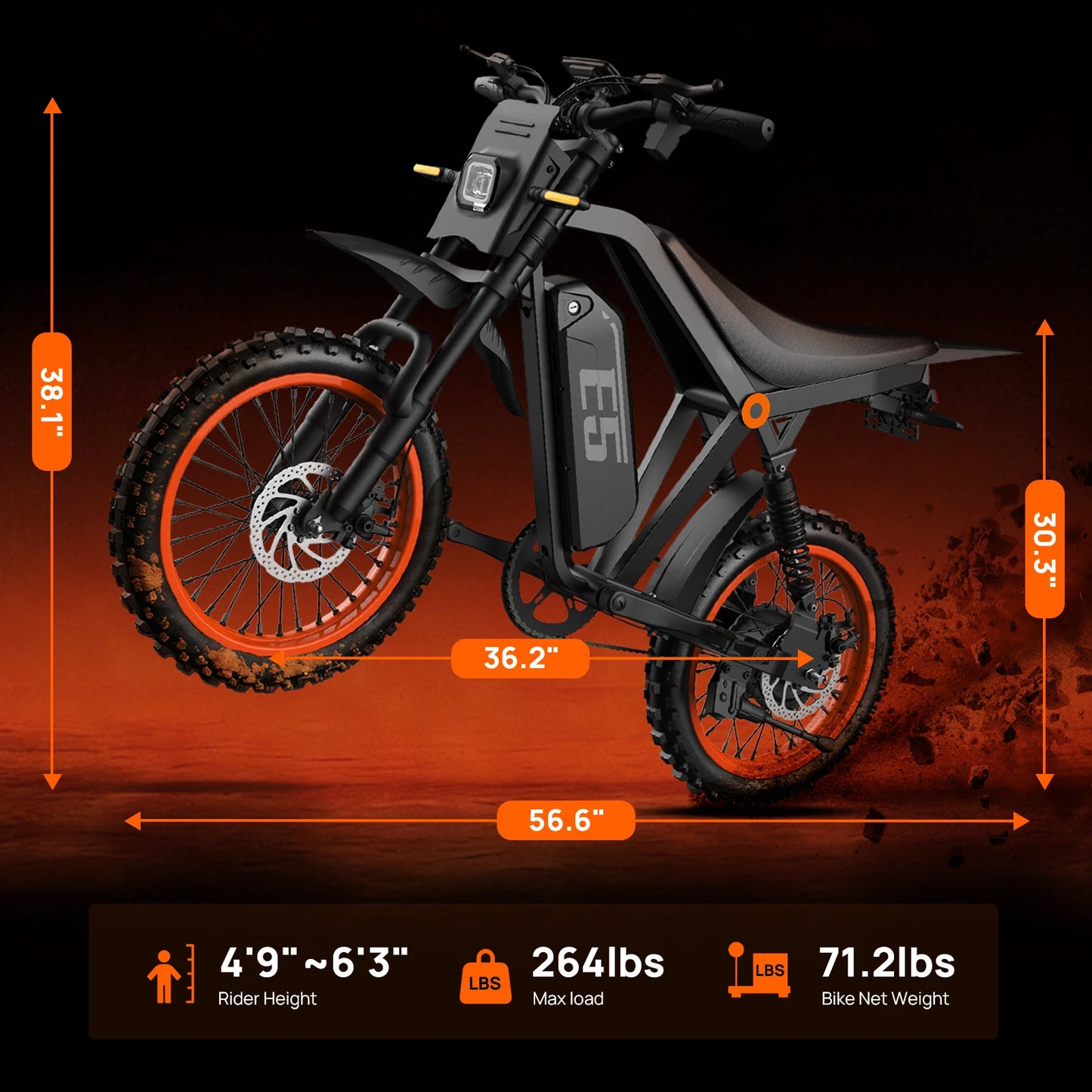 Urlife 1500W Electric Off Road Motorcycle With Removable Battery