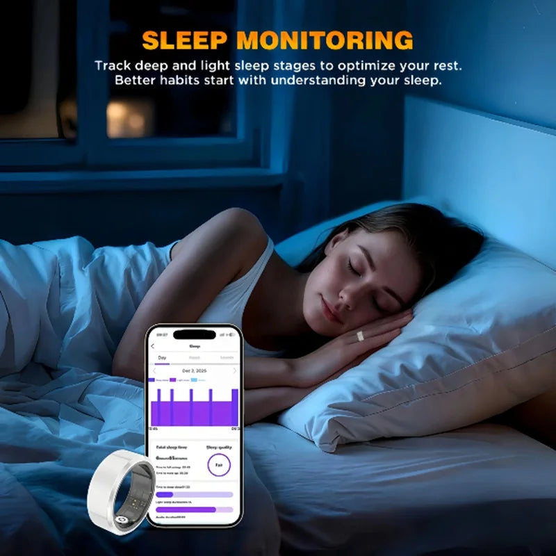 Casatelier White Ceramic Smart Ring Tracks SpO2 Heart Rate Sleep