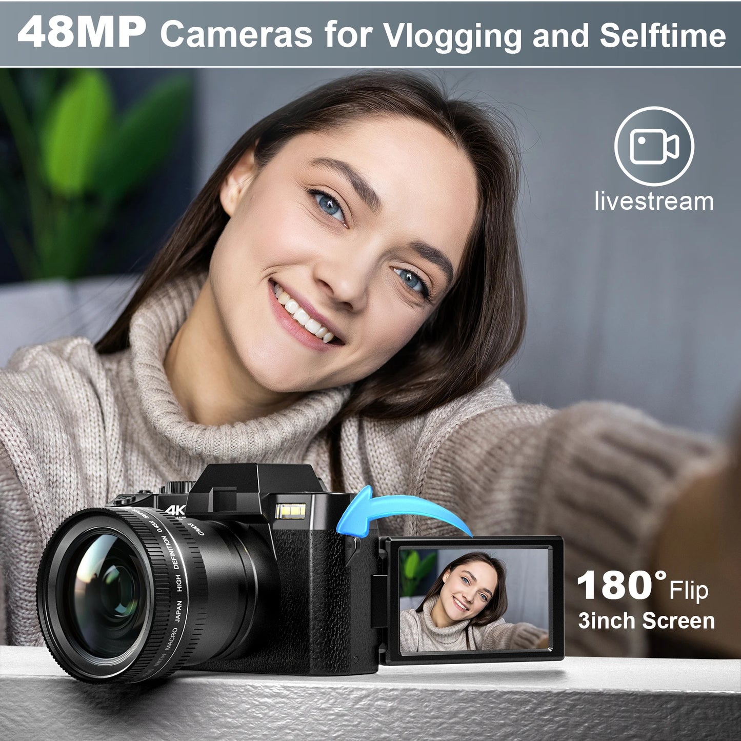 NBD 48MP Digital Camera With WiFi And App Control 4K Autofocus