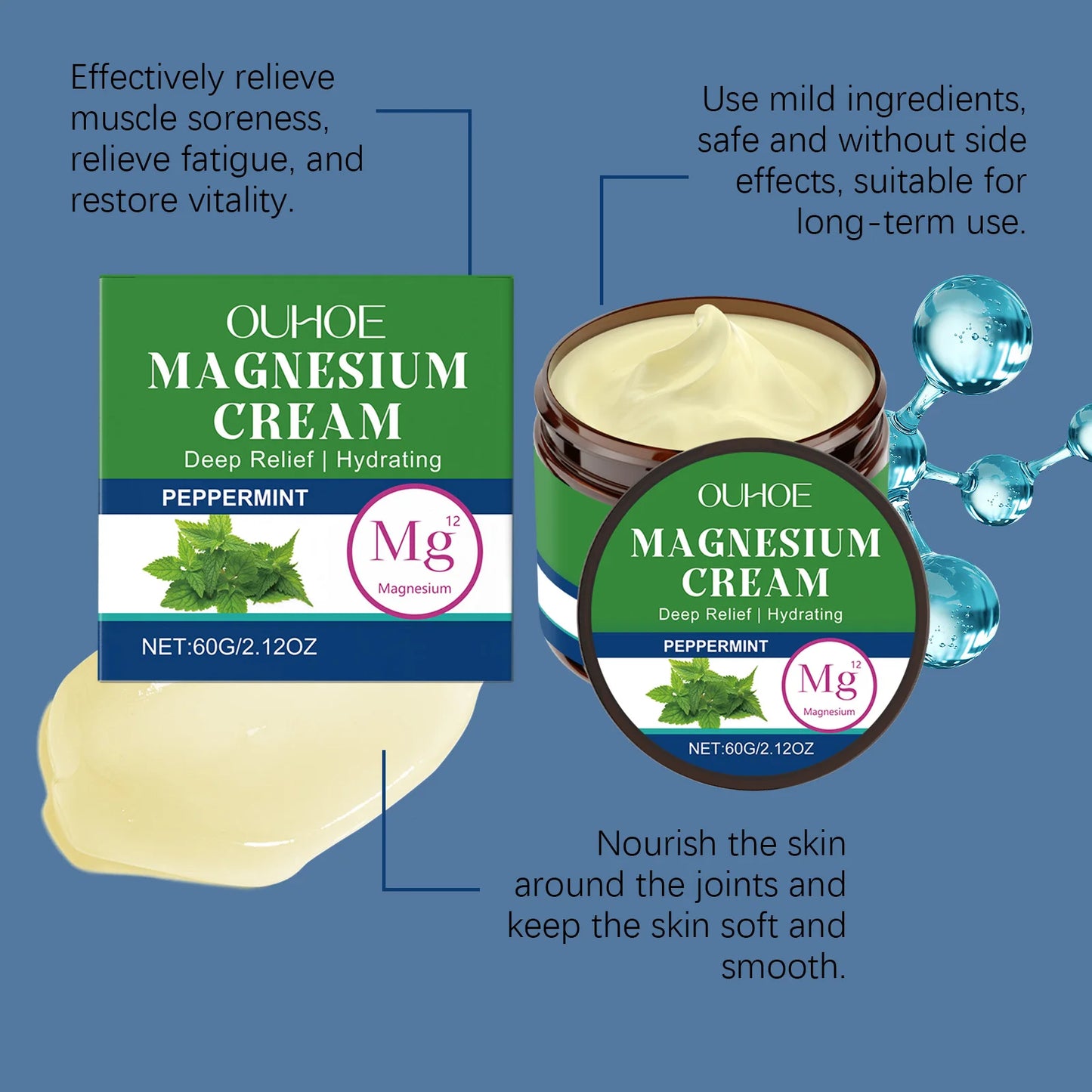 Ouhoe Mint Body Soothing Magnesium Cream For Joint Comfort