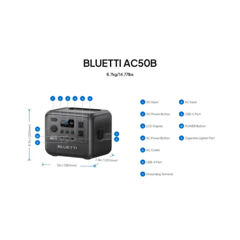 BLUETTI AC50B Portable Power Station 700W 448Wh Outdoor And Emergency