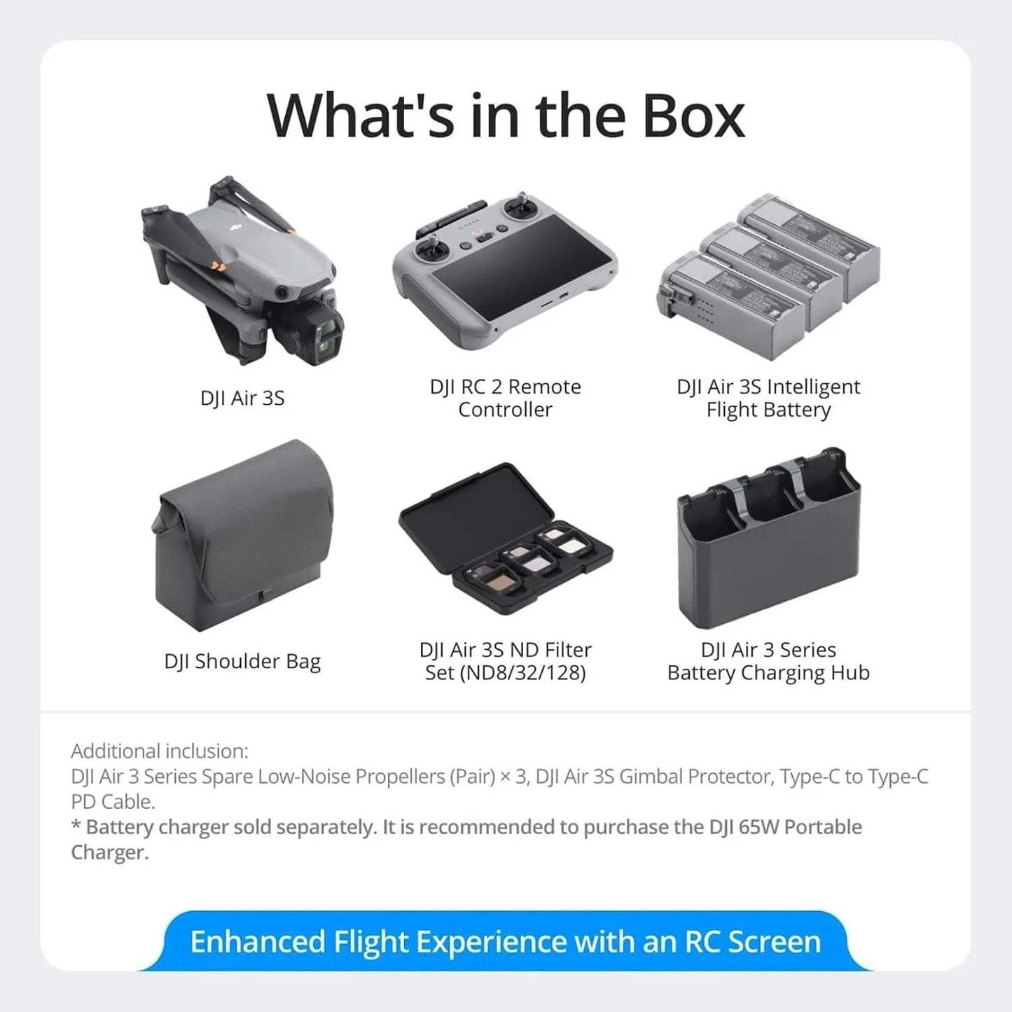 DJI Air 3S Fly More Drone With 1-Inch CMOS Cameras