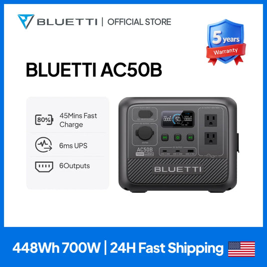 BLUETTI AC50B Portable Power Station 700W 448Wh Outdoor And Emergency