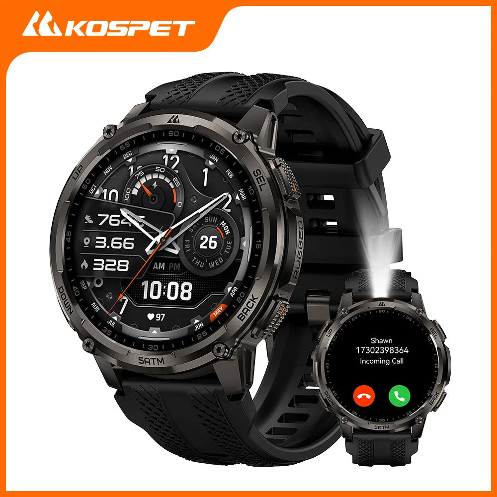 KOSPET Tank T4C Rugged Smartwatch With Dual GPS And Flashlight