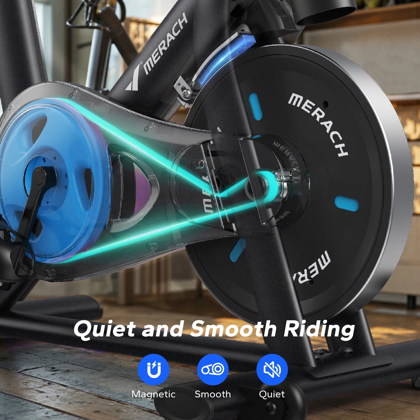Merach Magnetic Stationary Bike With App Low Noise Indoor Cycling