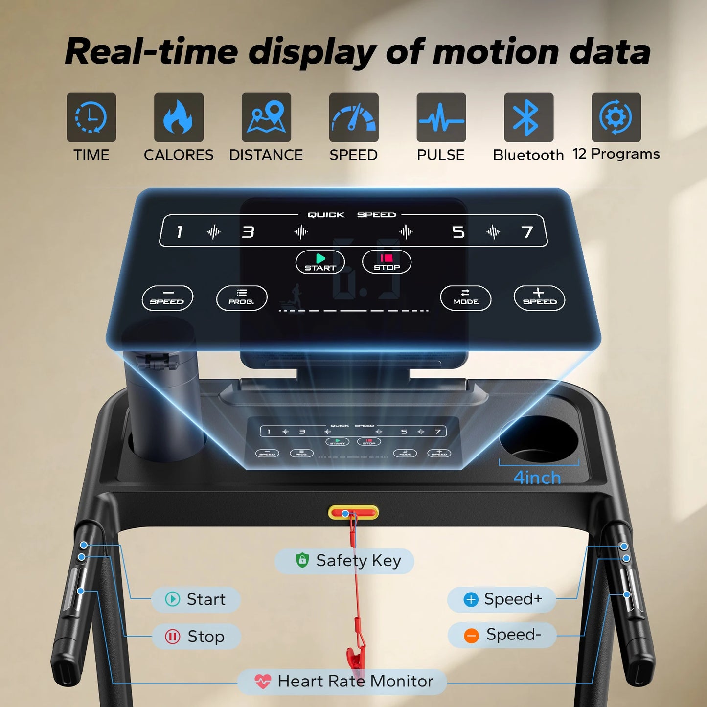 MERACH Foldable Treadmill T12 Incline Quiet With Heart Rate Monitoring