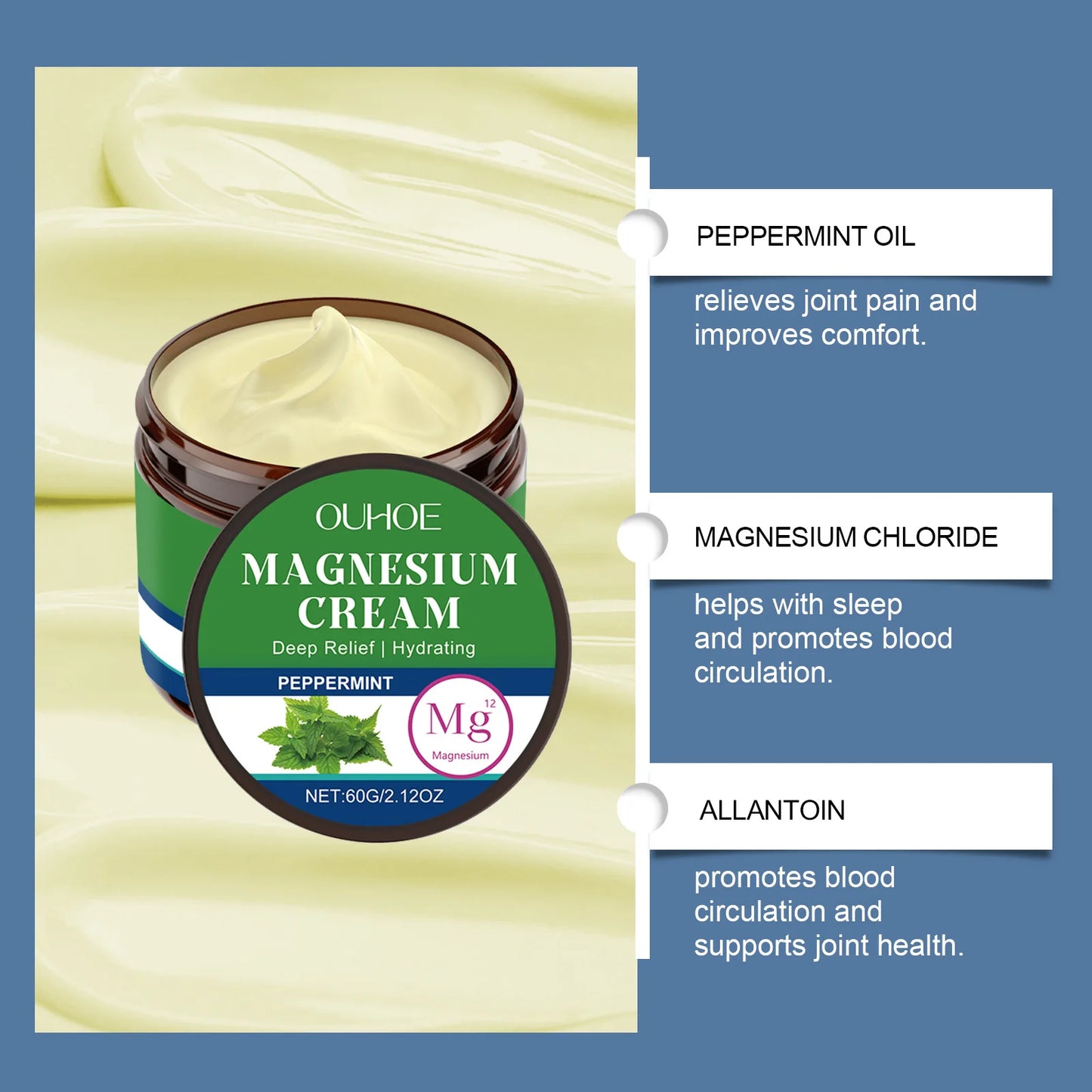 Ouhoe Mint Body Soothing Magnesium Cream For Joint Comfort
