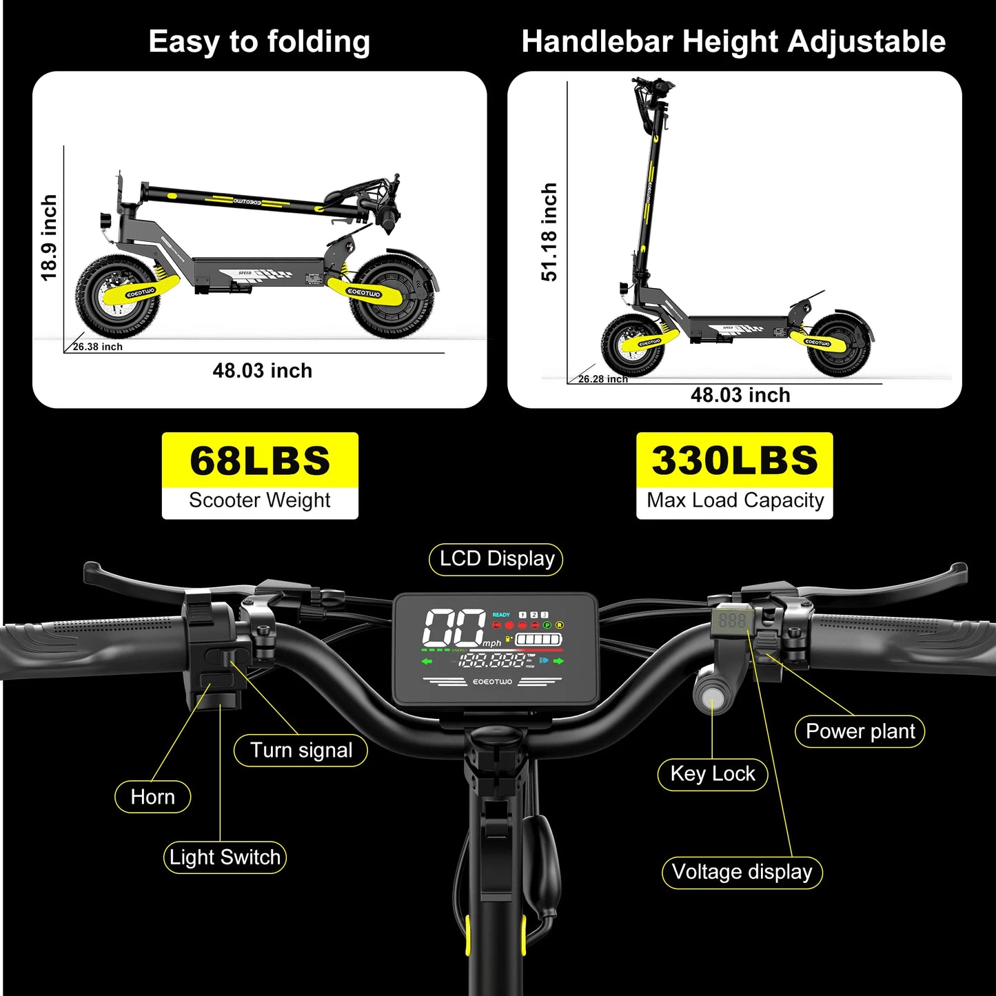 EOEOTWO 1200W Off Road Electric Scooter For Adults