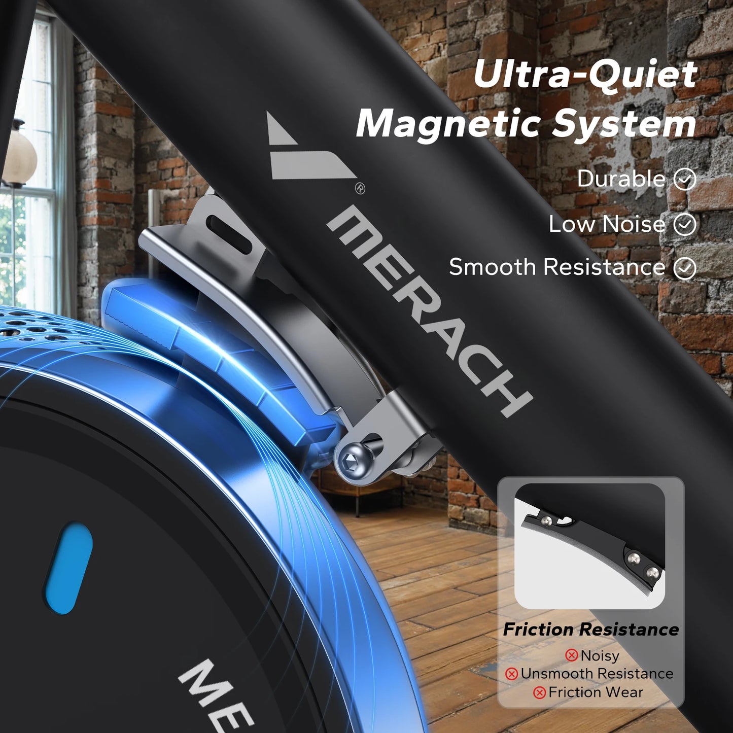 Merach Magnetic Stationary Bike With App Low Noise Indoor Cycling