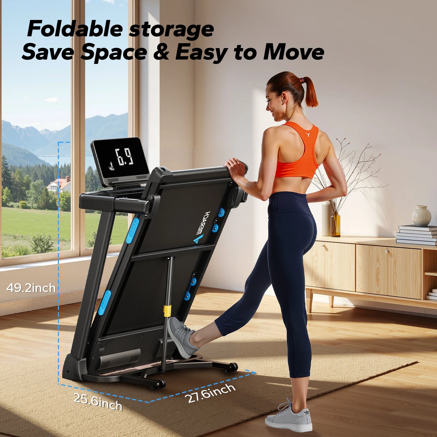 MERACH Foldable Treadmill T12 Incline Quiet With Heart Rate Monitoring