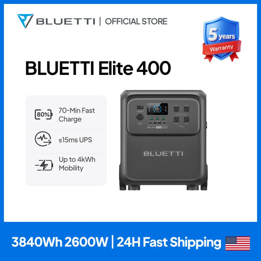Bluetti Elite 400 Portable Power Station 3840Wh 2600W Solar Generator