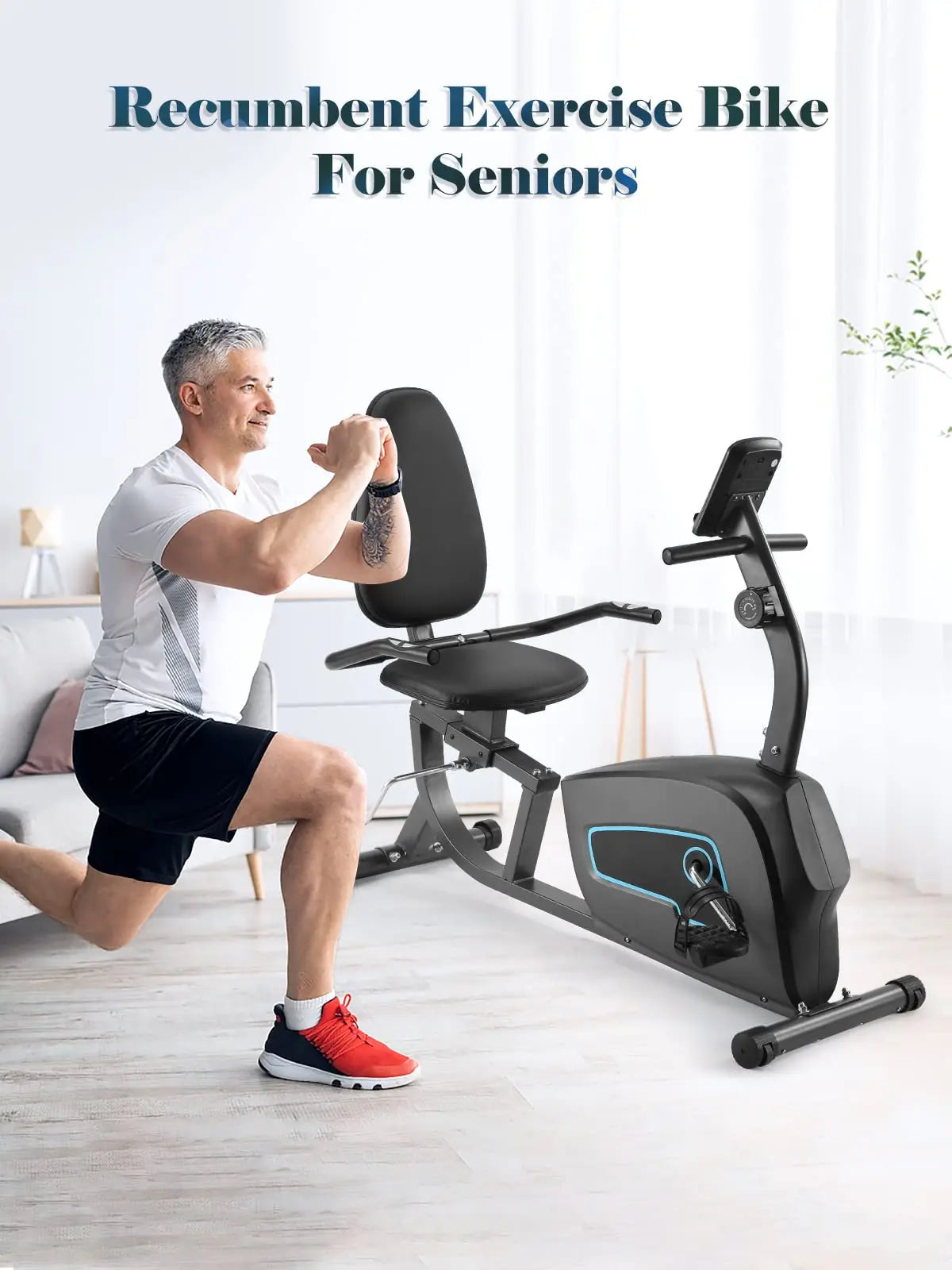 Recumbent Exercise Bike For Home Quiet 8 Levels Comfortable Seat