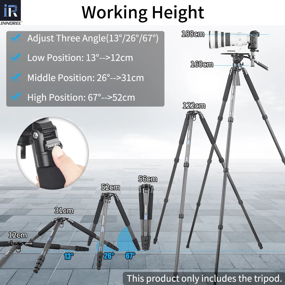 INNOREL RT80C Carbon Fiber Tripod For DSLR Video Camcorder