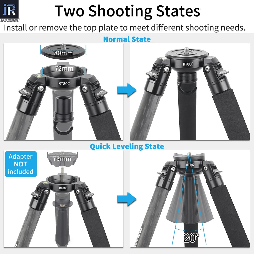 INNOREL RT80C Carbon Fiber Tripod For DSLR Video Camcorder