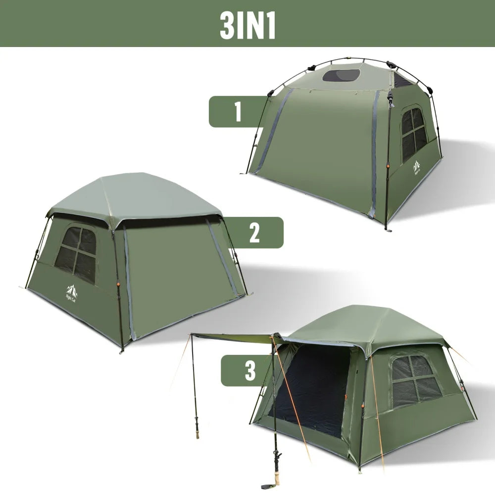Night Cat Blackout Cabin Pop Up Camping Tent With Rainfly