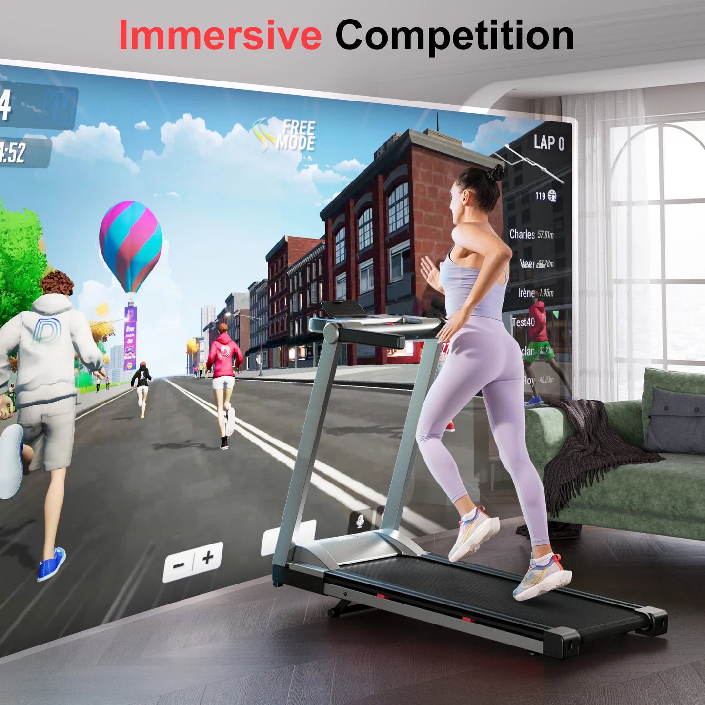 Superun Foldable Incline Treadmill With Touch Screen App 350LBS
