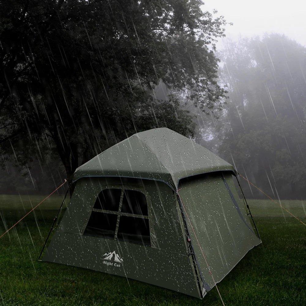 Night Cat Blackout Cabin Pop Up Camping Tent With Rainfly