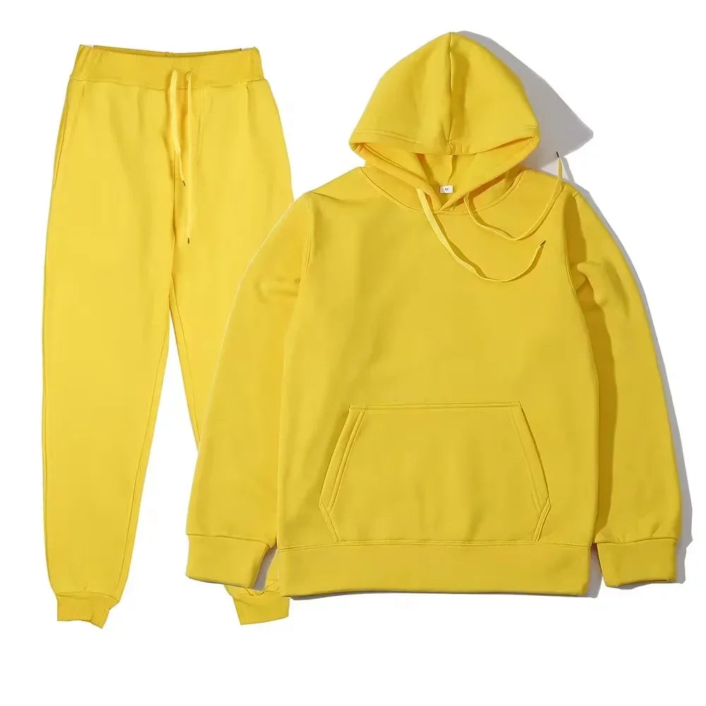 Women Winter Tracksuit Two Piece Set Hooded Sweatshirt And Trousers