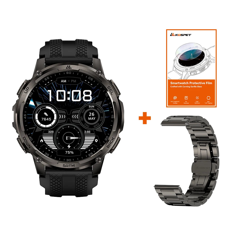 KOSPET Tank T4C Rugged Smartwatch With Dual GPS And Flashlight
