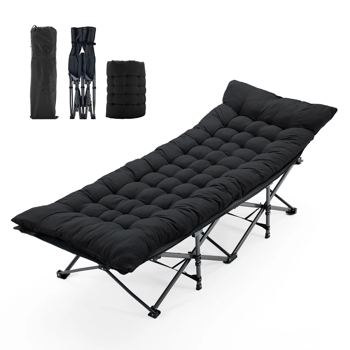 JHK Folding Camping Cot Bed Portable Lounge Chair Outdoor