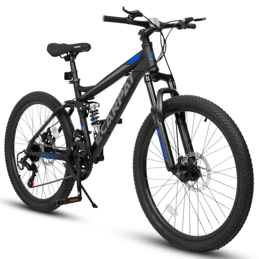 Ecarpat Full Suspension Mountain Bike 21-Speed Disc Brakes Unisex
