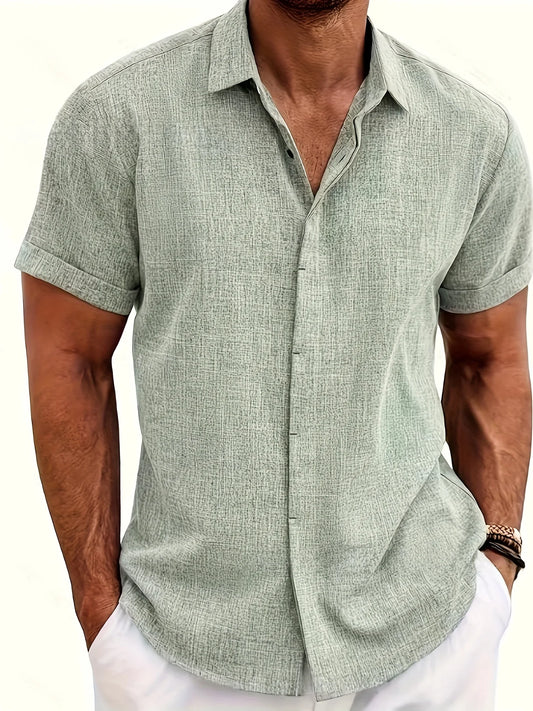 Men's Short Sleeve Turn Down Collar Shirt For Summer