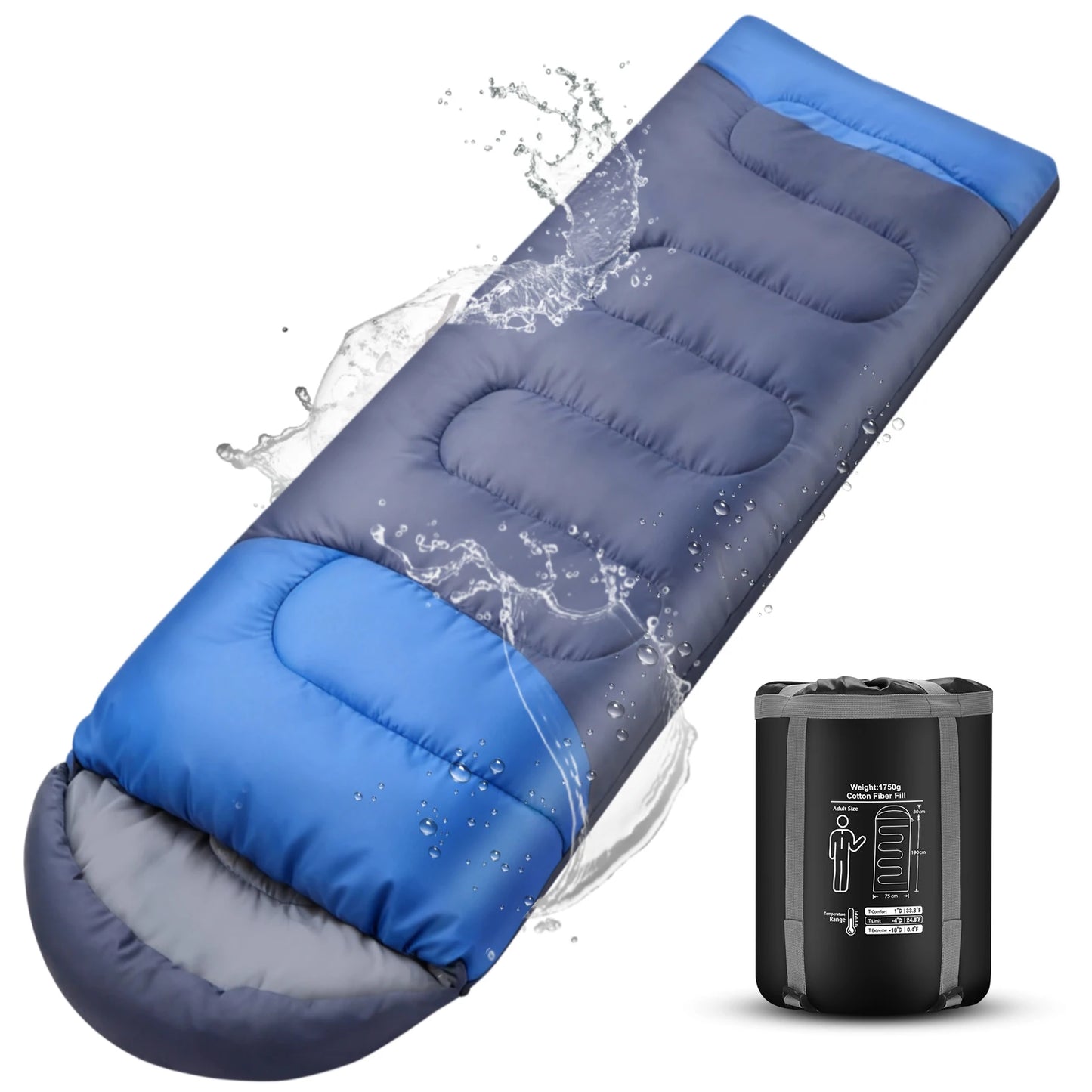 Ultralight Waterproof Windproof 4-Season Sleeping Bag With Compression Sack