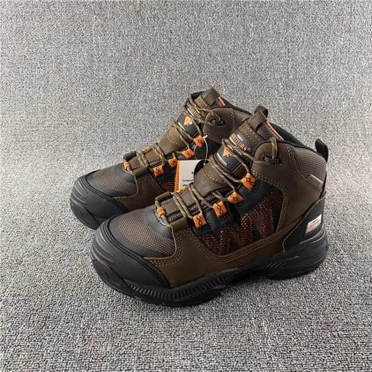 Winkeep Mens Outdoor Hiking Sneakers Spliced Leather Waterproof High Top