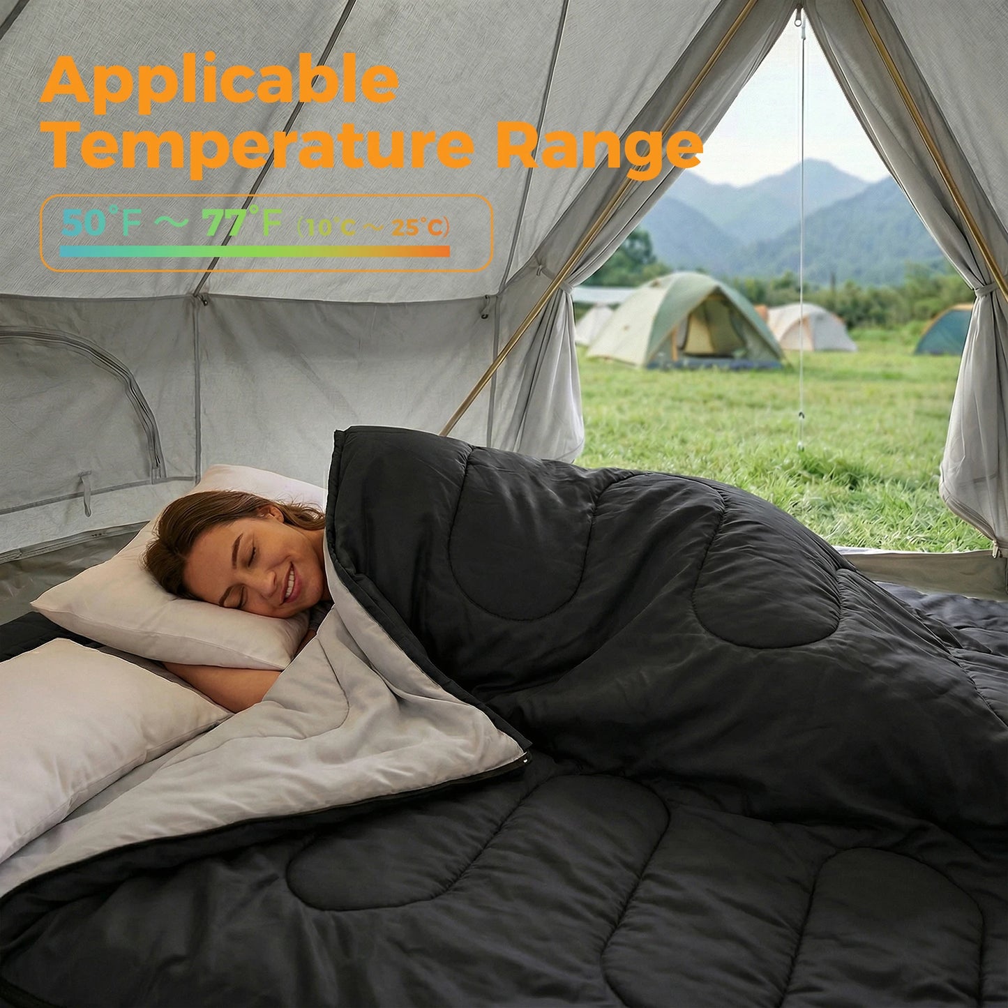 JHK Double Sleeping Bag With Pillow For Adults Three Season Lightweight