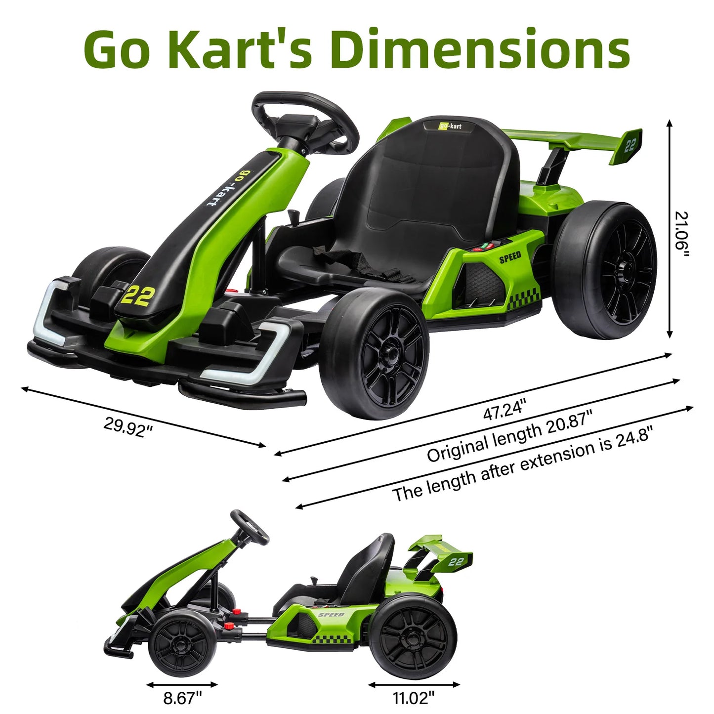 HiMISS 24V Kids Electric Go Kart With 300W Motors Drift And Sport Modes