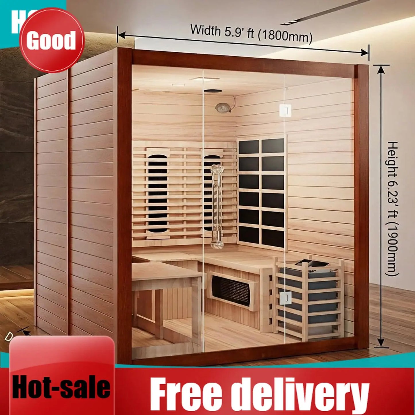ZONEMEL Indoor Hybrid Sauna With Recliner for Two to Three