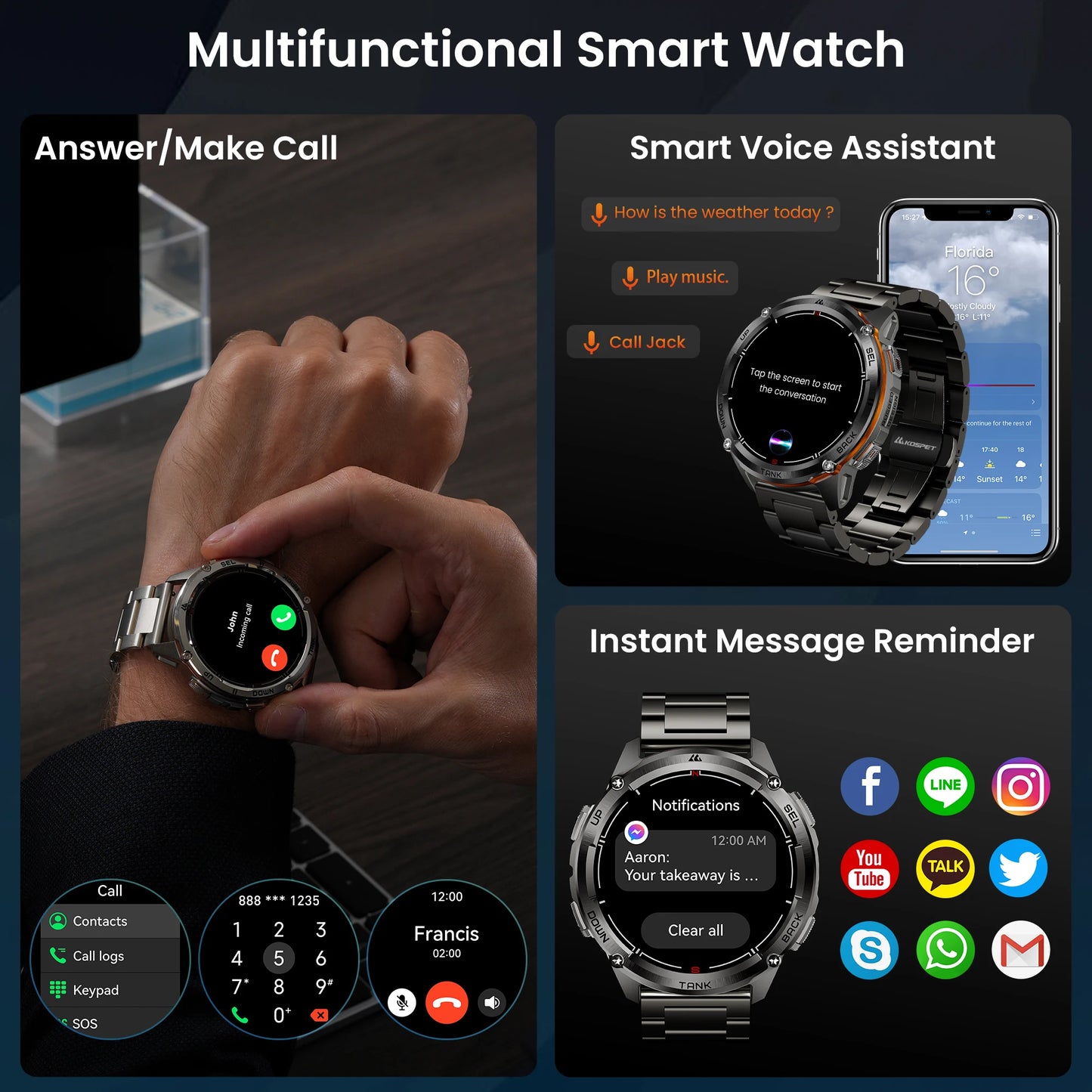 KOSPET Tank T3 Ultra 2 GPS Smartwatch With Barometer Altimeter