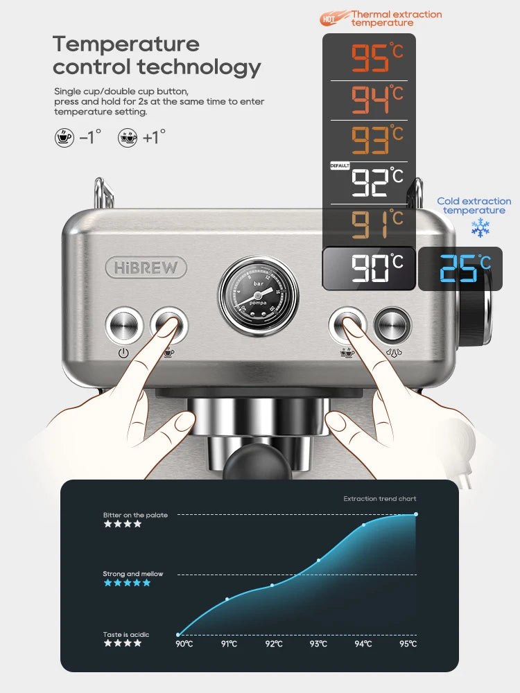 HiBREW 20Bar Semi Automatic Espresso Machine With Portafilter