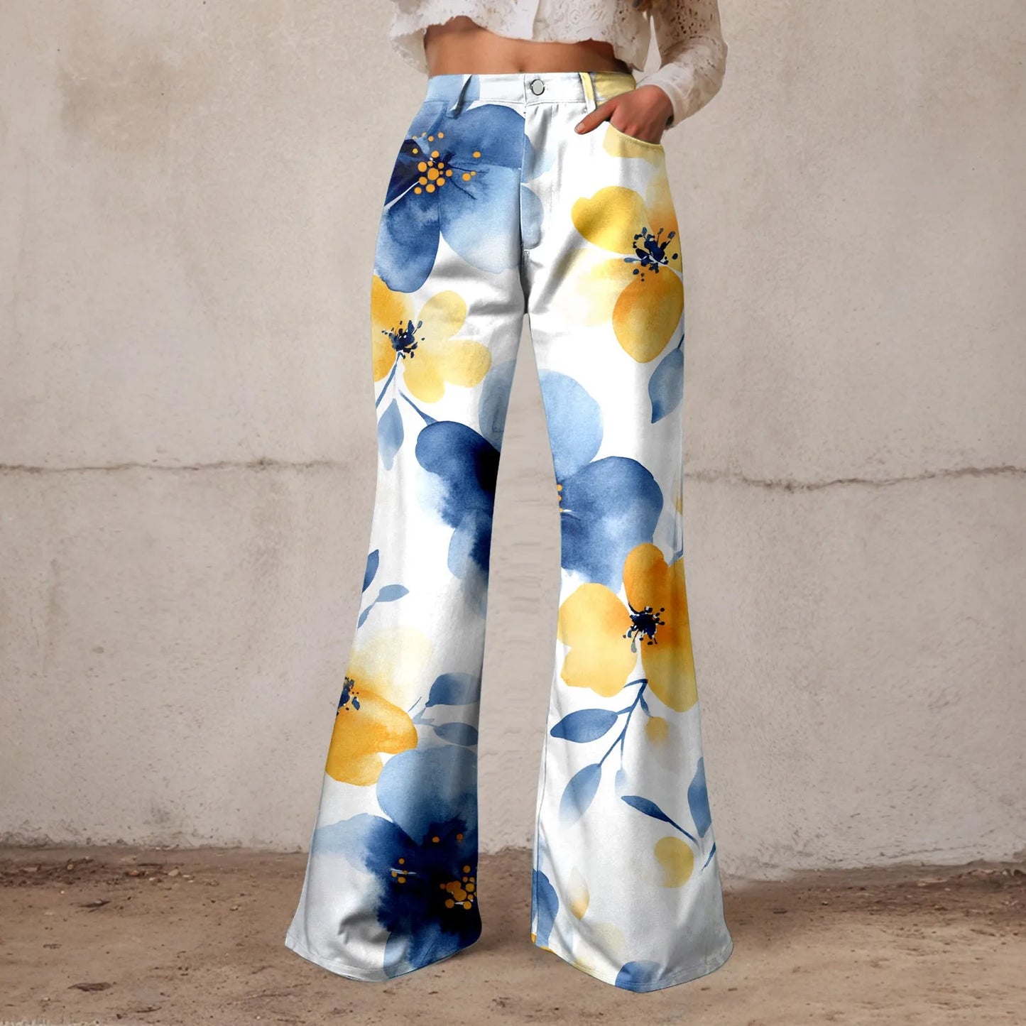 Women Baggy High Waist Wide Leg Jeans Washed Denim