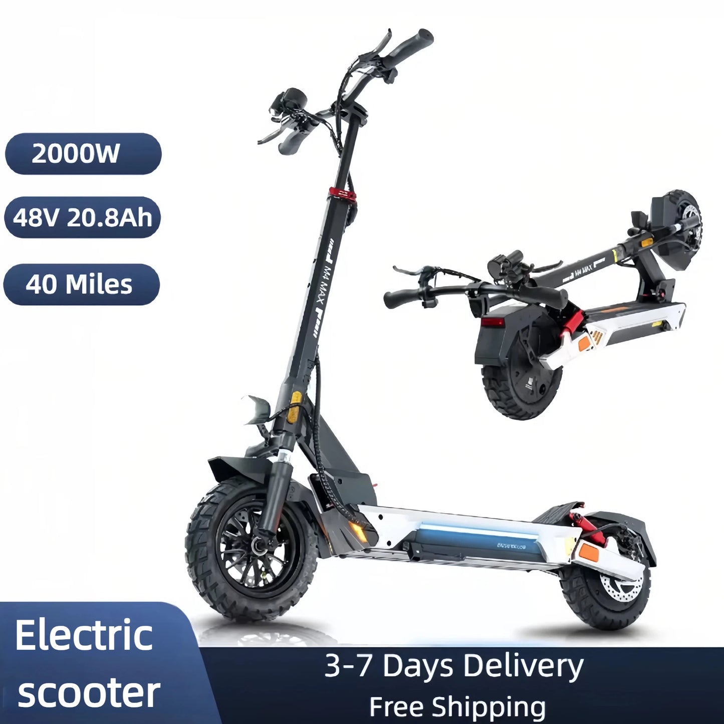 Electric Scooter For Adults 2000W Motor 48V Battery 40 Miles