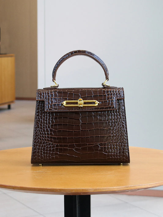 Crocodile Pattern Leather Handbag Portable Fashion Bag For Women
