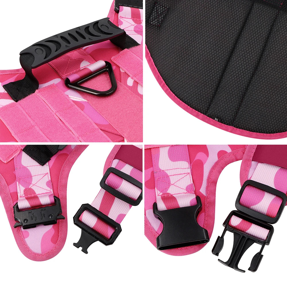 Military Camouflage Dog Harness Adjustable Vest For Large Dogs