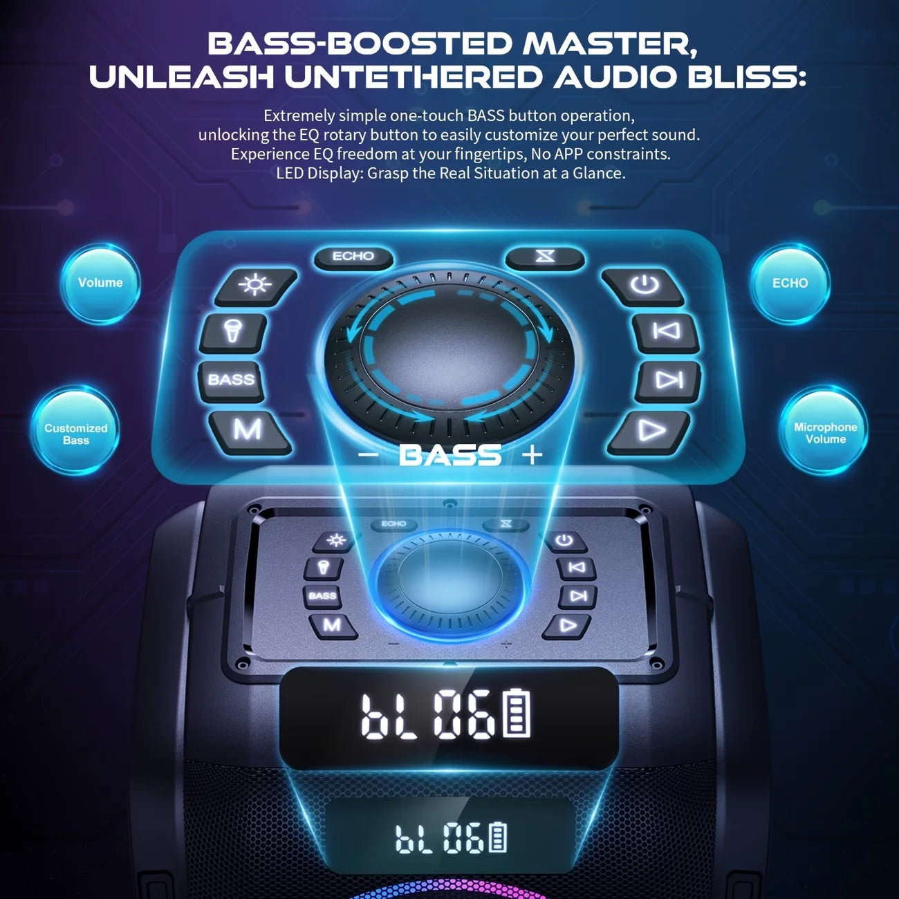 W-King 180W Peak Bluetooth Party Speaker With Removable Battery USB Playback