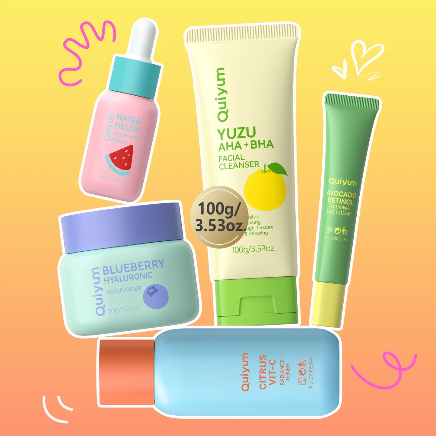 QUIYUM Fruit Fresh 5-Piece Skincare Set Brightening Hydration