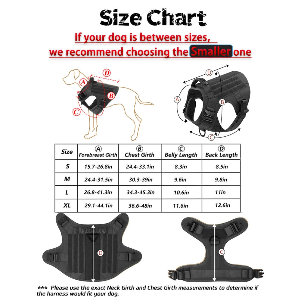 Tactical Dog Harness Vest With Molle Pouches For Training