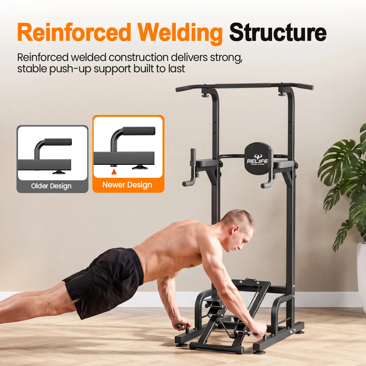 Relife Multifunctional Power Tower With Dip Station And Stepper